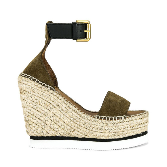 NEW See By Chloe Espadrille Wedges Sandals in Khaki - Picture 2 of 10